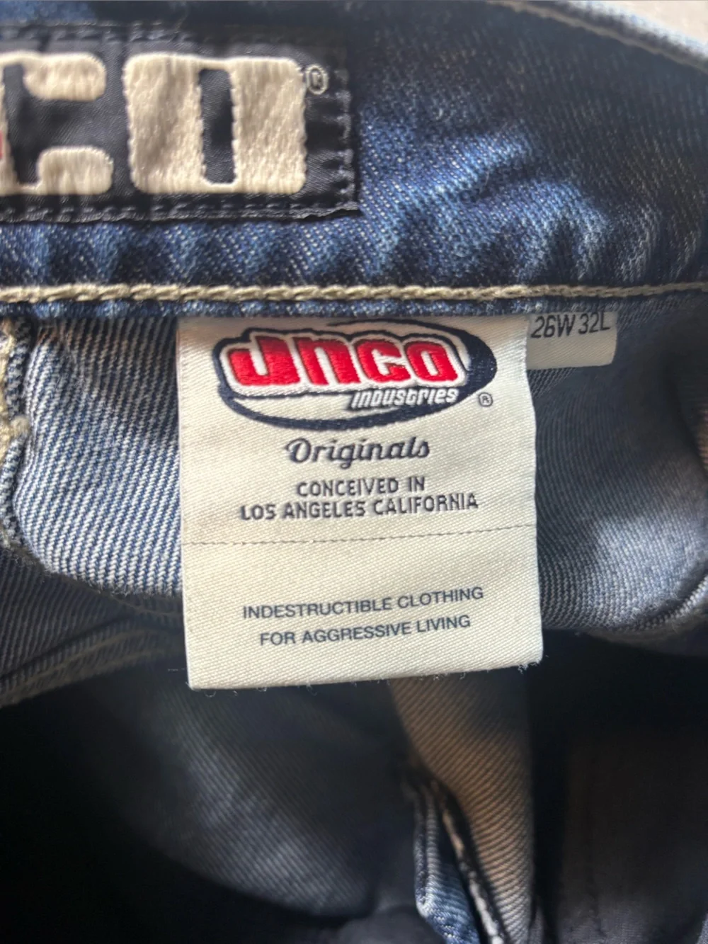 JNCO Twin Cannon Vintage Wide Leg Baggy Jeans Dark Wash Skater Y2k Size 26x27